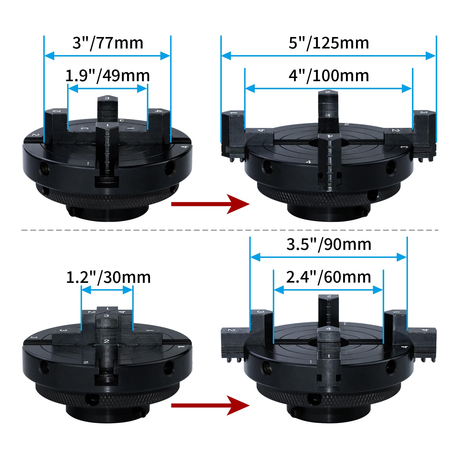 DEEFIINE 4 Inch Wood Lathe Chuck Set 1